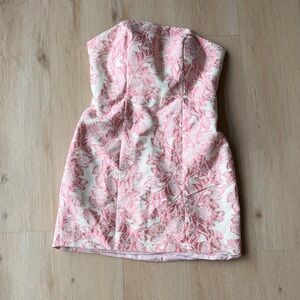 Strapless Pink Floral Dress